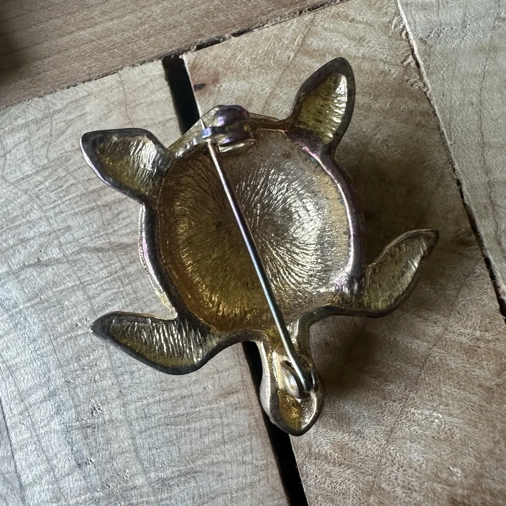 VTG RJ Graziano Flower Angel Turtle 4 Brooch Pins‎ 1.5-2.5 Inch Crystal Acrylic